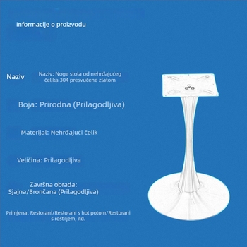 Nerđajući čelične nogice stola s pozlaćenim završetkom, u obliku tulipana