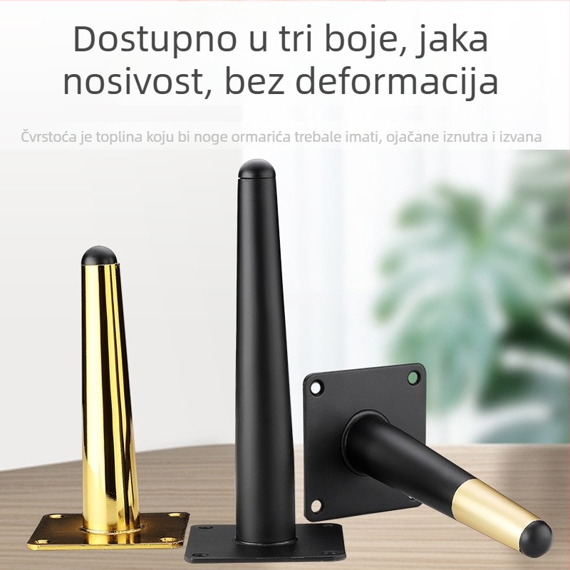 Crni metalni nogari namještaja, lagani luksuzni dizajn, pogodni za TV ormariće, sofe, kupaonske ormariće i krevete