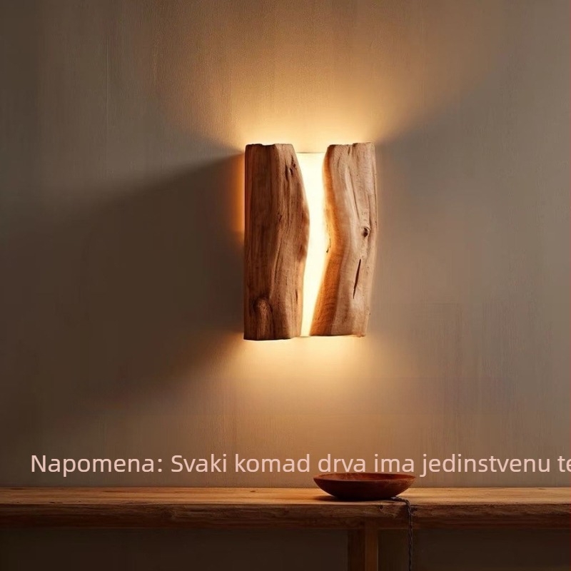 Lampa za zid od masivnog drveta u stilu Wabi-Sabi, prirodno drvo, noćno svjetlo za spavaću sobu, rasvjeta za gostinjstvo i restorane, ambijentalno svjetlo, retro dizajn za čajnu sobu