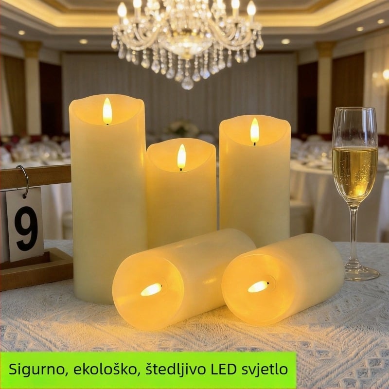 LED elektronička svijeća cilindričnog oblika za vjenčanja i dekoracije zabave – simulirana svijeća
