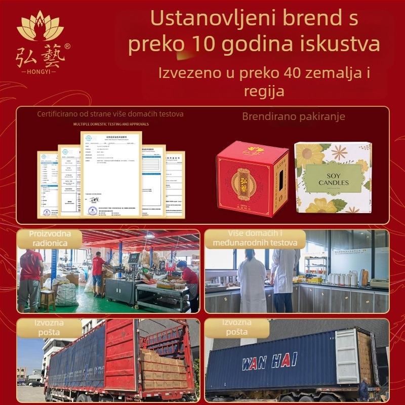 Hongyi svijeće od sojinog voska – set od 100 bezdimnih aromatskih svijeća, cilindričnog oblika, za Budhu, 4-satno sagorijevanje