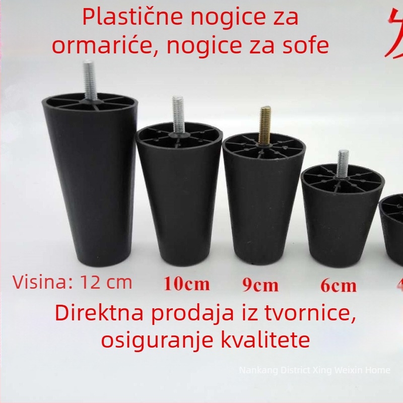 Konične plastične nogice za kauč, s M8 vijakom, podesiva visina za namještaj