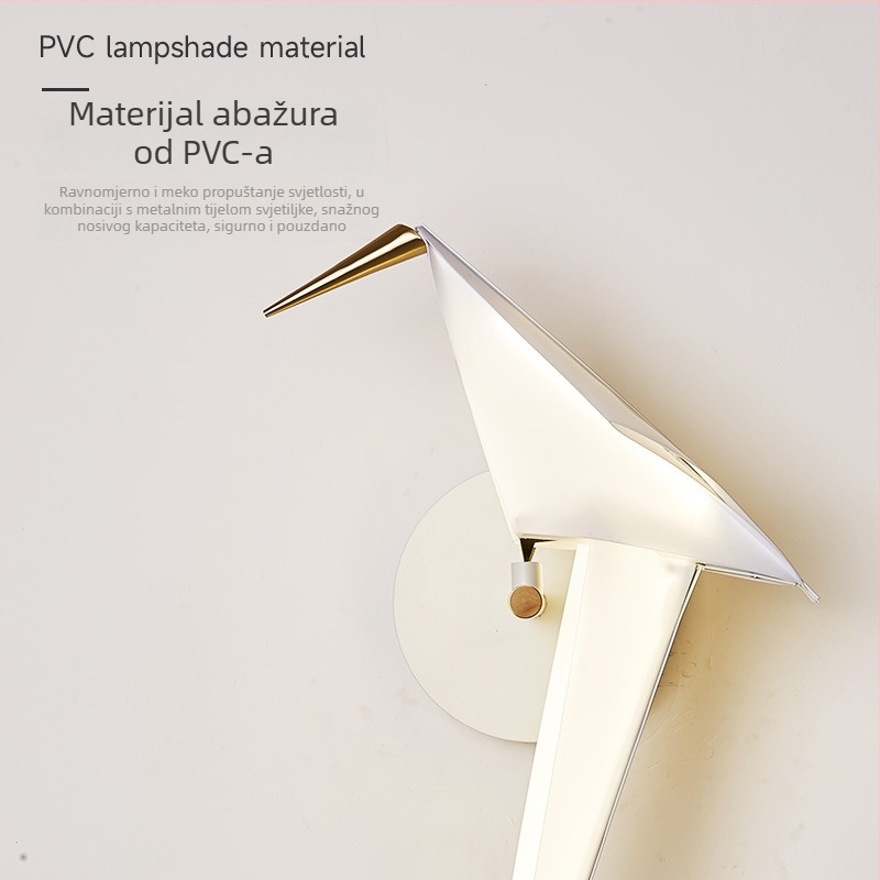 Zidna svjetiljka s motívom origami ptice – skandinavski minimalistički stil za dnevni boravak, blagovaonicu, stubište i spavaću sobu