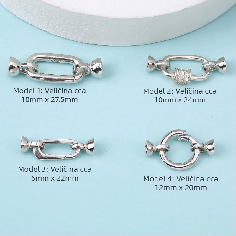 S925 sterling srebro – jednostavan, svestran zatvarač za bisernu ogrlicu i lanac za džemper, spojnik za DIY nakit