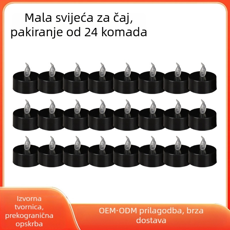 Crna bezdimna LED tealight svijećica za zabave i kampiranje – ambijentalno osvjetljenje