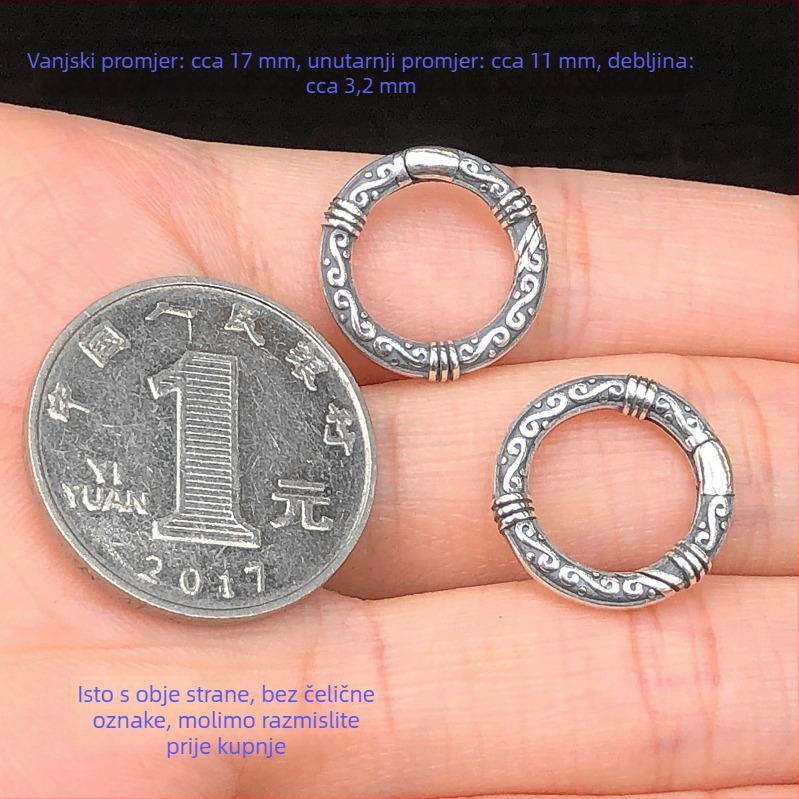 S925 Sterling srebro – Vintage zatvarač za ogrlicu, okrugli opružni zatvarač i konektor za privjesak