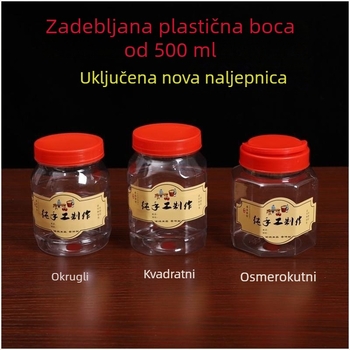 500 ml osmerokutna plastična boca s poklopcem, prehrambene kvalitete, okrugla boca za kiseli tofu i plesnivi tofu