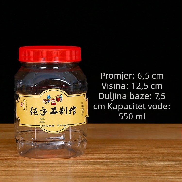 500 ml osmerokutna plastična boca s poklopcem, prehrambene kvalitete, okrugla boca za kiseli tofu i plesnivi tofu