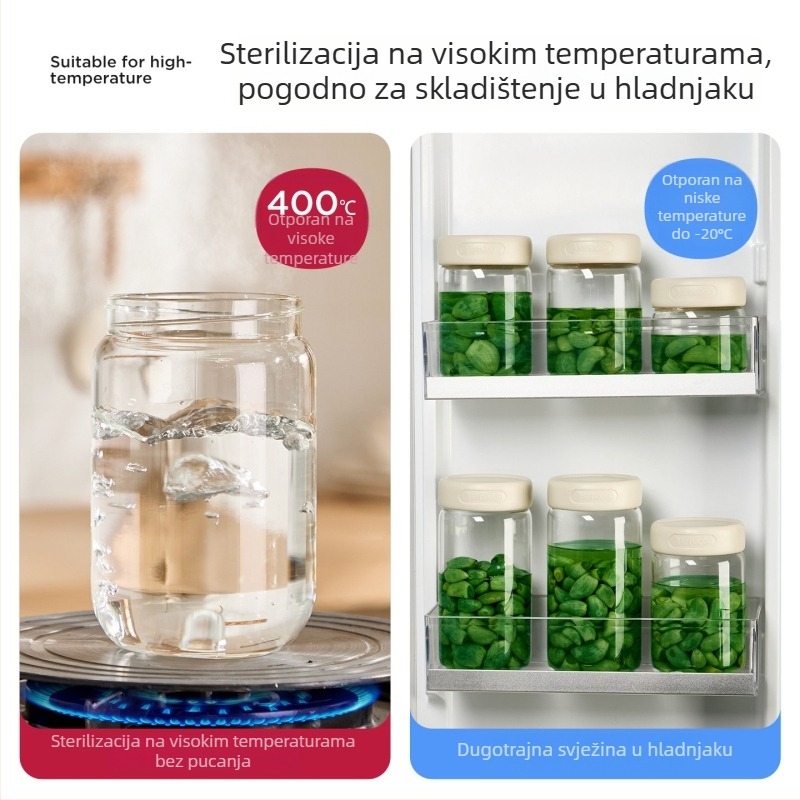 Zatvoren stakleni spremnik od borosilikatnog stakla za kiseliće, prehrambena kvaliteta, kućna fermentacija, mali prazni stakleni spremnik