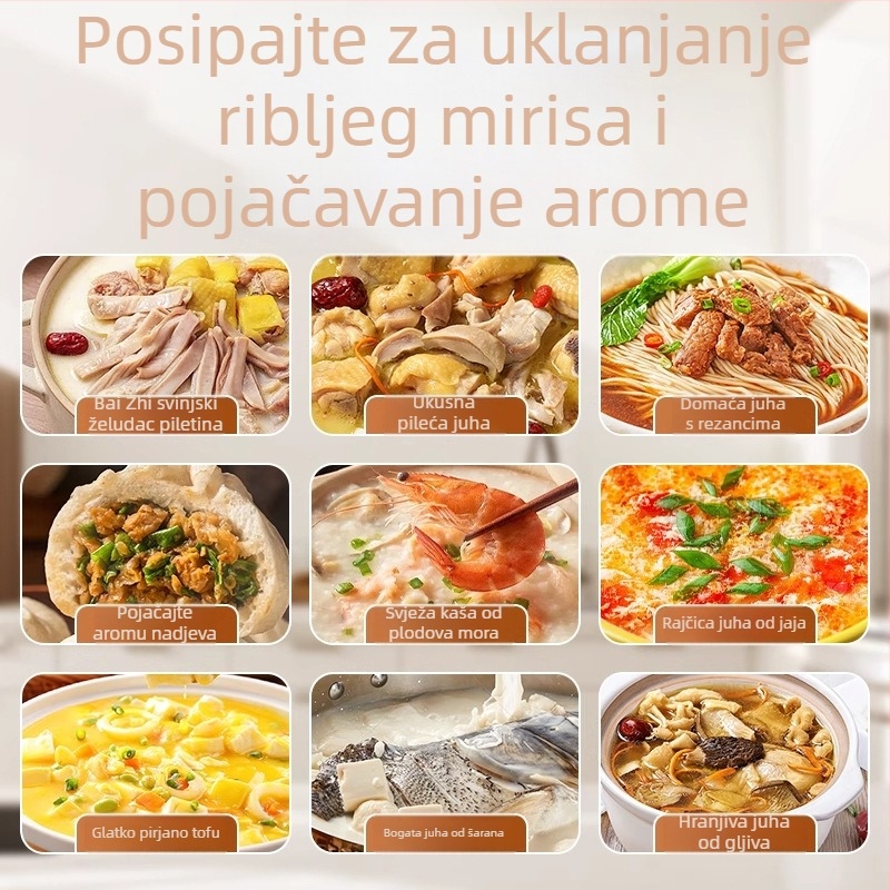 Angelika prah kao začin za uklanjanje mirisa ribe i pojačanje arome; pogodna za govedinu, gulaš, juhe i marinade
