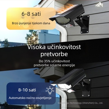 Solarna vanjska zidna svjetiljka s imitacijom nadzorne kamere i senzorom pokreta – LED osvjetljenje dvorišta