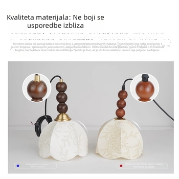 Zidna viseća svjetiljka s platnenim abažurom i drvenim tijelom, podesiva visina do 150 cm, LED rasvjeta, pogodna za spavaću sobu i dnevni boravak.