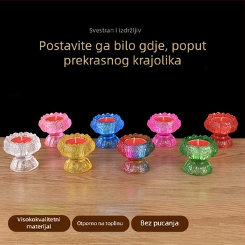 Stakleni držač maslene lampe za kućnu upotrebu, svijećnjak za Budin oltar s dizajnom lotosa