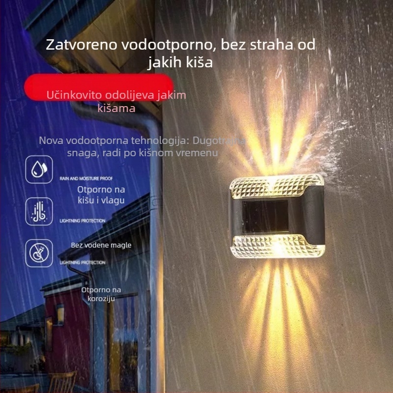 Solarna vanjska zidna svjetiljka za vrt i dvorište — dekorativna noćna svjetiljka s osvjetljenjem prema gore i dolje