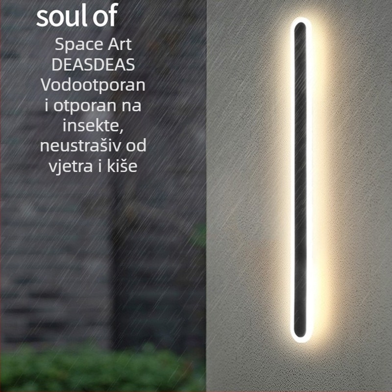 Vanjska zidna svjetiljka otporna na vodu s LED trakom, minimalistički linijski dizajn dvorišta vile, moderan stil