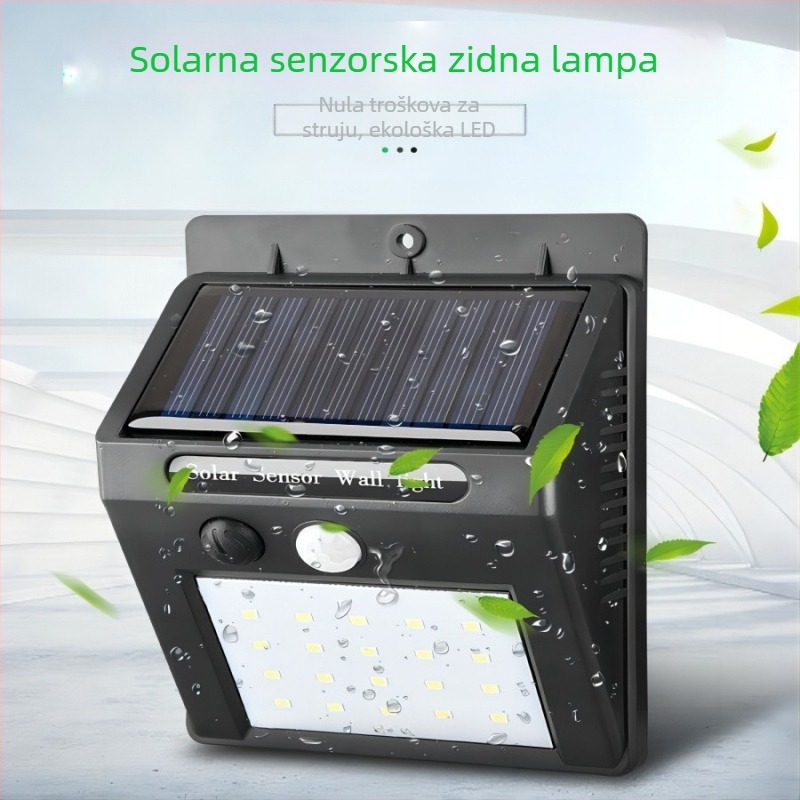 Solarnu zidnu svjetiljku s senzorom pokreta za dvorište i kampiranje, 20–60 LED