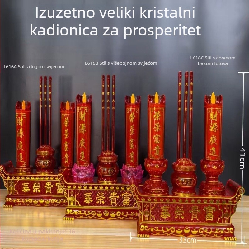 Zhenye Lighting 616 Ekstra veliki LED svijećnjak za budistički oltar, kućna stolna lampa s dizajnom lotosa