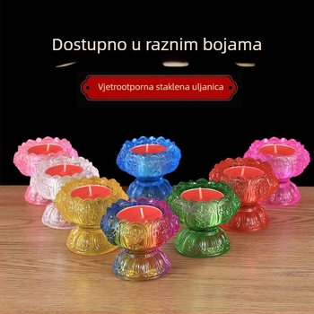 Staklena držač maslene lampe u obliku lotosa za kućni oltar