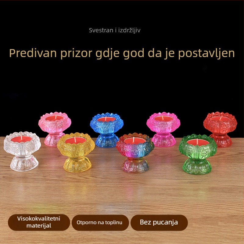Staklena držač maslene lampe u obliku lotosa za kućni oltar