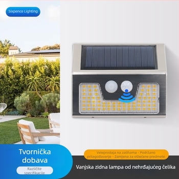 Solarna LED zidna svjetiljka za stepenice, vanjska, IP65, nehrđajući čelik, topla svjetlost