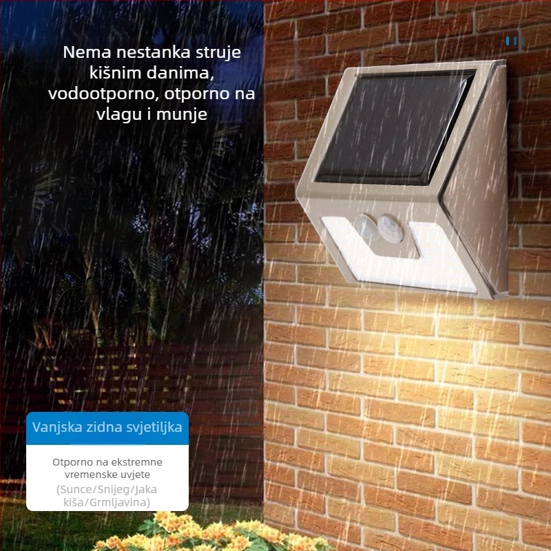 Solarna LED zidna svjetiljka za stepenice, vanjska, IP65, nehrđajući čelik, topla svjetlost
