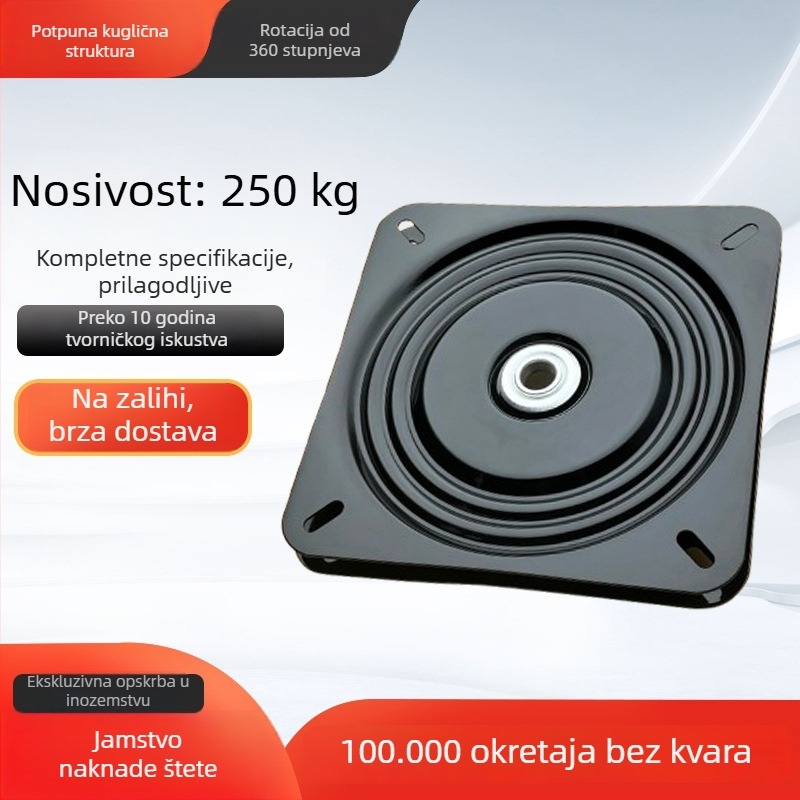 Univerzalna rotirajuća baza za namještaj, 360° okretni disk, crna čelična baza