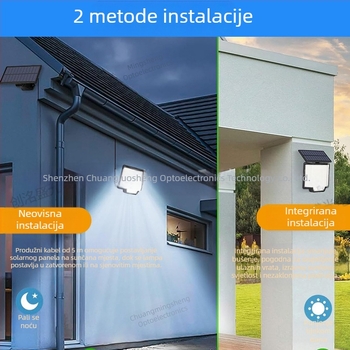 Daljinsko upravljana solarna zidna svjetiljka, dijeljen dizajn, unutarnje i vanjske uporabe, punjiva, vodootporna vrtna rasvjeta uz zid