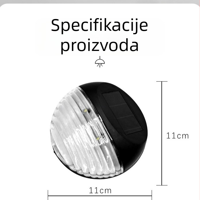 Solarna vanjska zidna svjetiljka, polukružnog oblika, vodootporna, IP44, LED, dimenzije 11×11 cm
