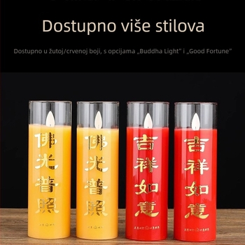 LED Buddha svijeća na baterije, čašastog oblika, elektronička maslena svijeća za kućni oltar i hram