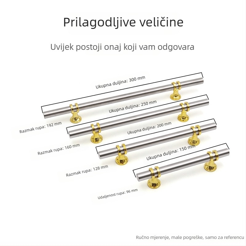 MJ008 Drška za garderobni ormar od aluminijske legure - minimalistička, otporna na habanje, kućni namještaj hardver