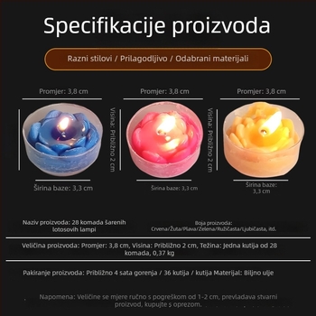 Šarolika lotosova svijeća od maslaca za budističke ponude, bez dima i bez mirisa, pogodna za oltar Guanyina