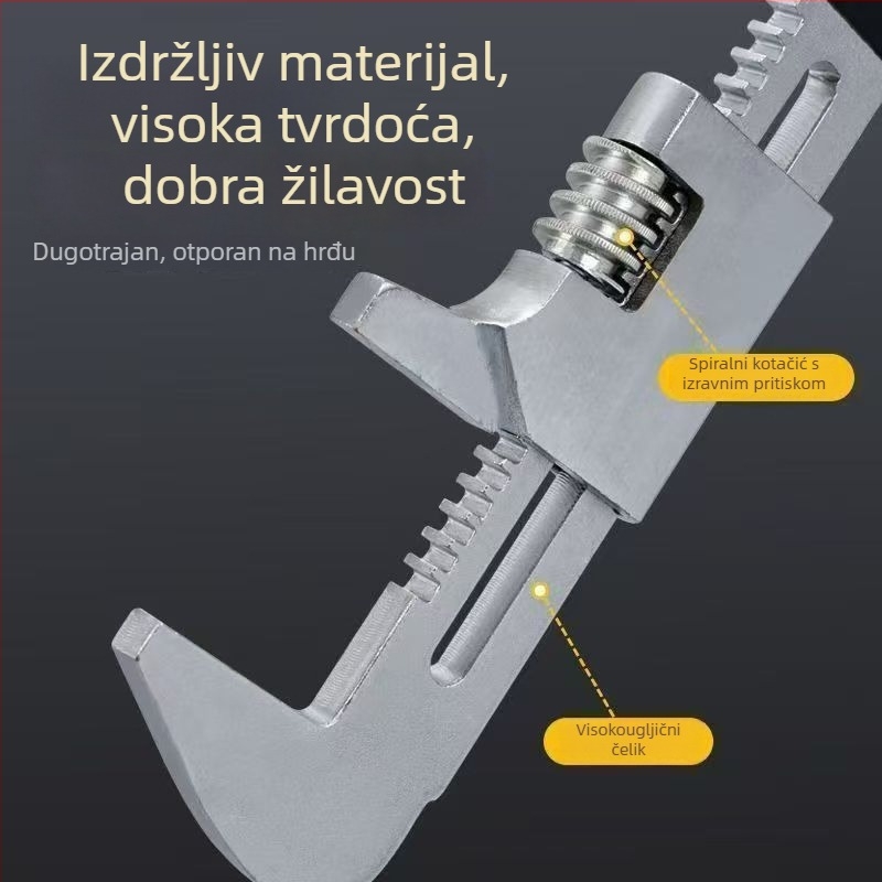 Zadebljani F-tip ključ s velikim otvorom, prilagodljivi ključ pod kutem od 90°, univerzalni cijevni ključ za kupaonske vodovodne cijevi