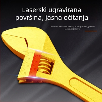 Zlatni podesivi ključ s velikim otvorom, višenamjenski vodovodni ključ