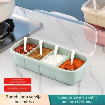 Set kutija za začine s četiri odjeljka i poklopcem, kuhinjska pohrana