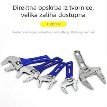 Hufeng industrijske kvalitete od visokougljičnog čelika, kupaonski podesivi ključ s pomičnom glavom, 150–200–300 mm