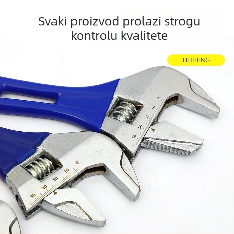 Hufeng industrijske kvalitete od visokougljičnog čelika, kupaonski podesivi ključ s pomičnom glavom, 150–200–300 mm