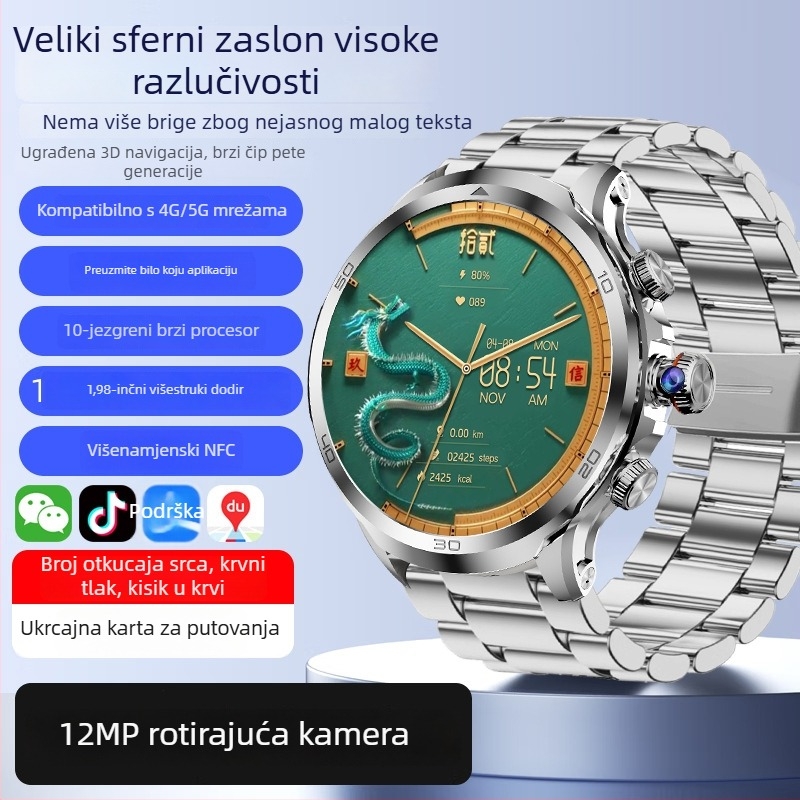 1,98-inčni pametni sat s utorom za SIM karticu, s punim zaslonom, za učenike, 5G povezanost, rotirajuća kamera