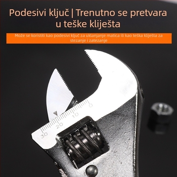 10-inčni podesivi ključ sa skalom, velikim otvorom, višenamjenski za popravke automobila i kupaonice, industrijske klase