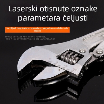 10-inčni podesivi ključ sa skalom, velikim otvorom, višenamjenski za popravke automobila i kupaonice, industrijske klase