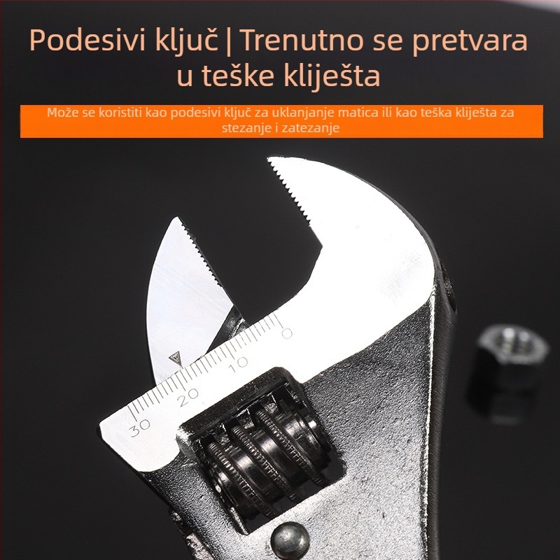 10-inčni podesivi ključ sa skalom, velikim otvorom, višenamjenski za popravke automobila i kupaonice, industrijske klase