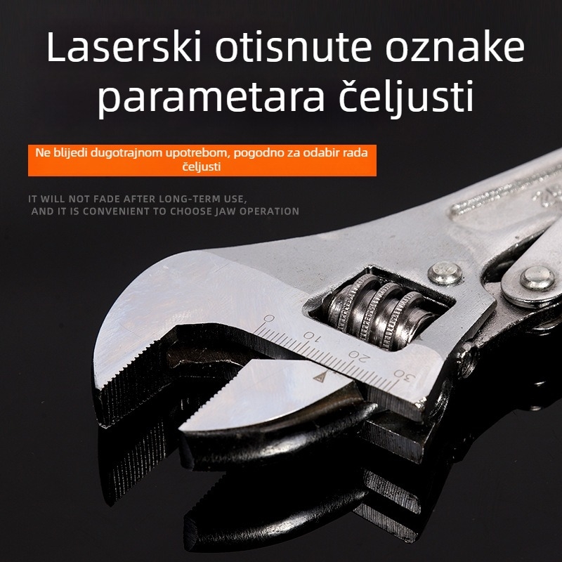 10-inčni podesivi ključ sa skalom, velikim otvorom, višenamjenski za popravke automobila i kupaonice, industrijske klase
