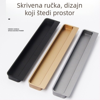 Ugrađena skrovita ručka s žlijebom za ladice i klizna vrata ormara