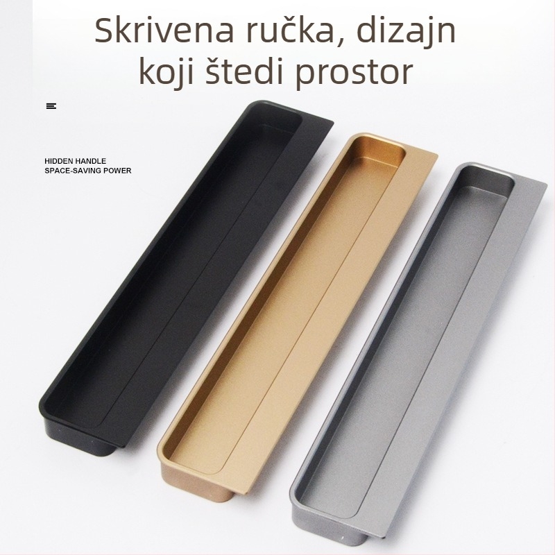 Ugrađena skrovita ručka s žlijebom za ladice i klizna vrata ormara