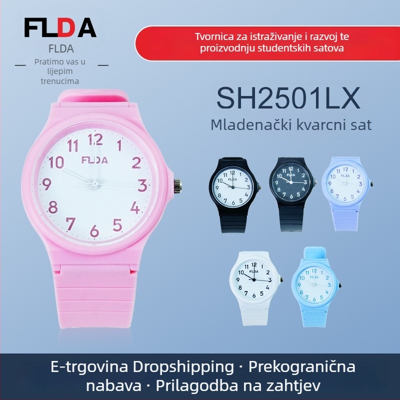 Philoda sat za tinejdžere, korejskog stila minimalistični analogni sat s PU remenom, 34 mm kružni brojčanik, vodootpornost 30 m
