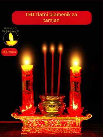 LED električni kadioni držač u obliku srca sa ljuljačkom plamenom, za Buddha oltar
