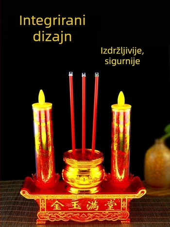LED električni kadioni držač u obliku srca sa ljuljačkom plamenom, za Buddha oltar