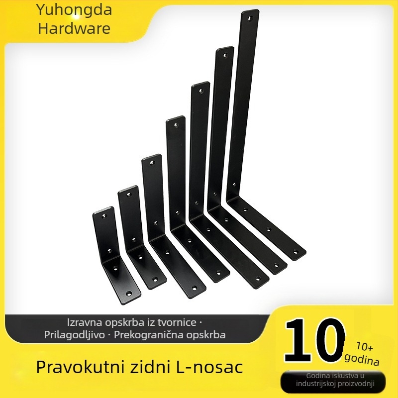 Zadebljani željezni kutni nosač 90°, veliki L-oblik nosač za policu, ojačani spoj