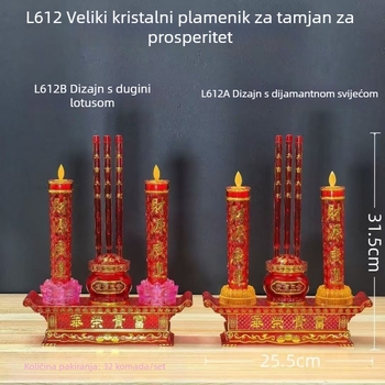 LED svijeća s treperavim plamenom za kućno obožavanje — oltar Buddhe i Boga bogatstva