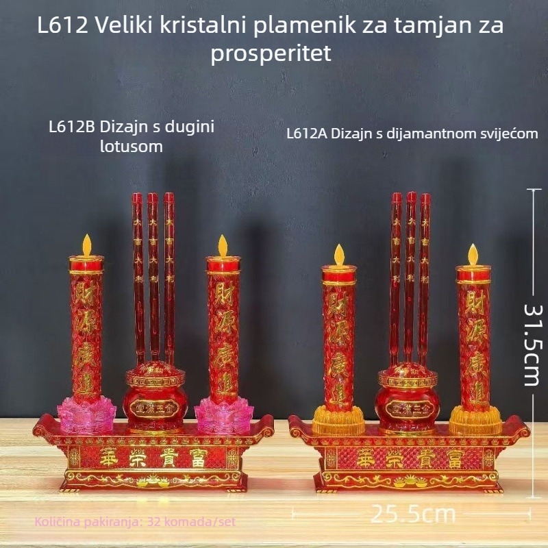 LED svijeća s treperavim plamenom za kućno obožavanje — oltar Buddhe i Boga bogatstva