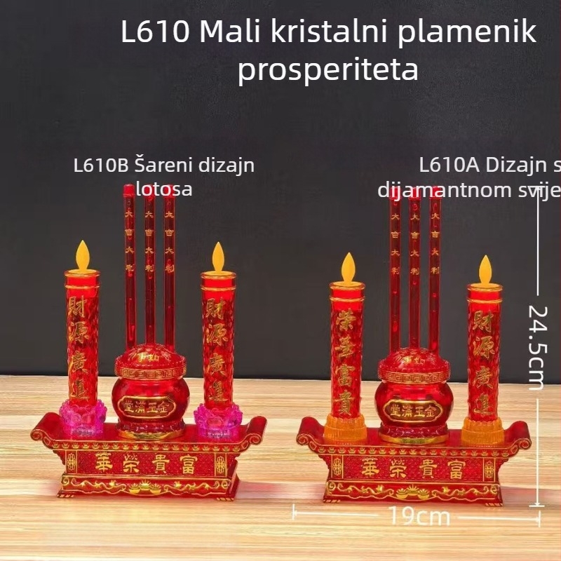 LED svijeća s treperavim plamenom za kućno obožavanje — oltar Buddhe i Boga bogatstva
